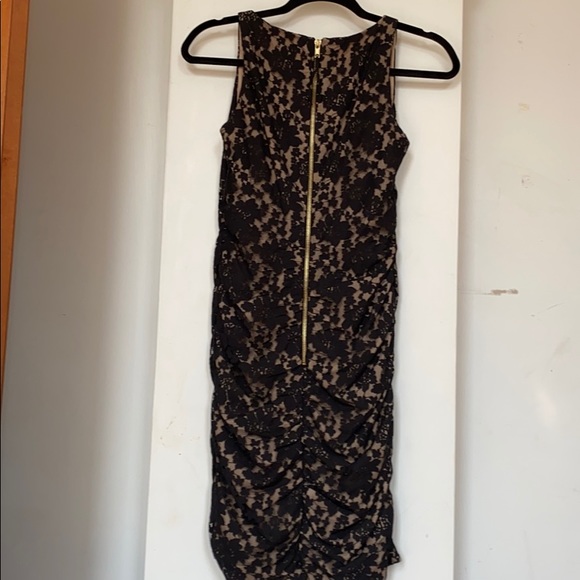 Form Fitting Black Lace Dress with Ruching - Picture 7 of 8